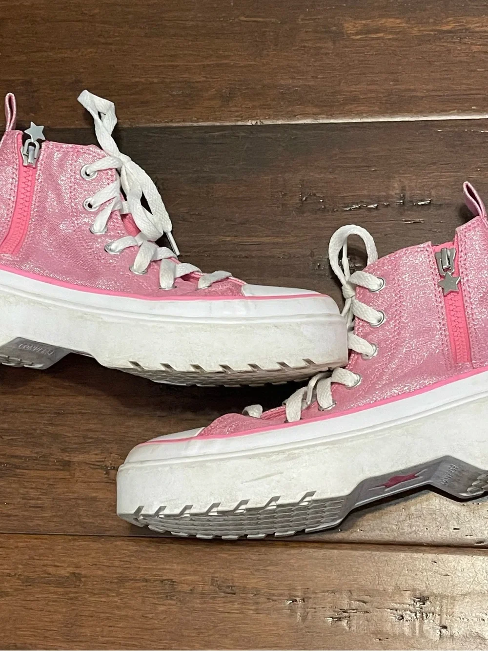 Converse Pink Glitter Platform High Tops